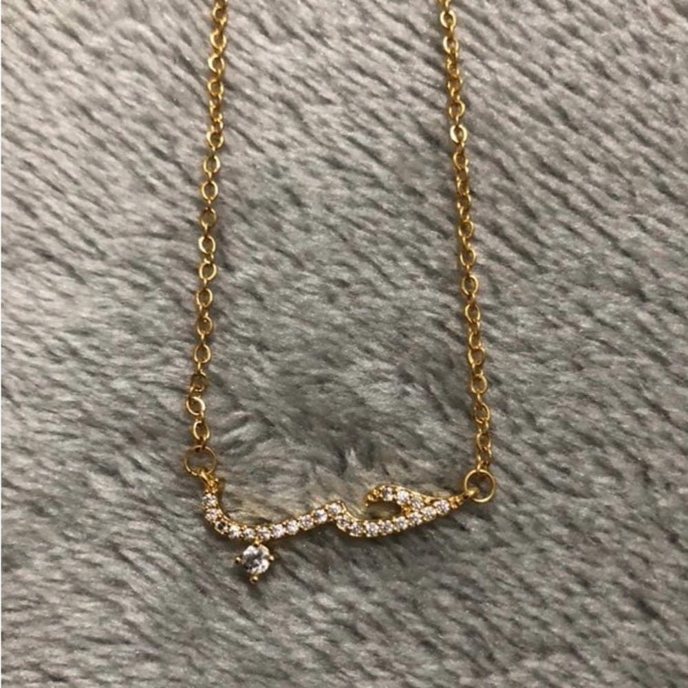 Gold Arabic “Love” Necklace with Crystal Detailing